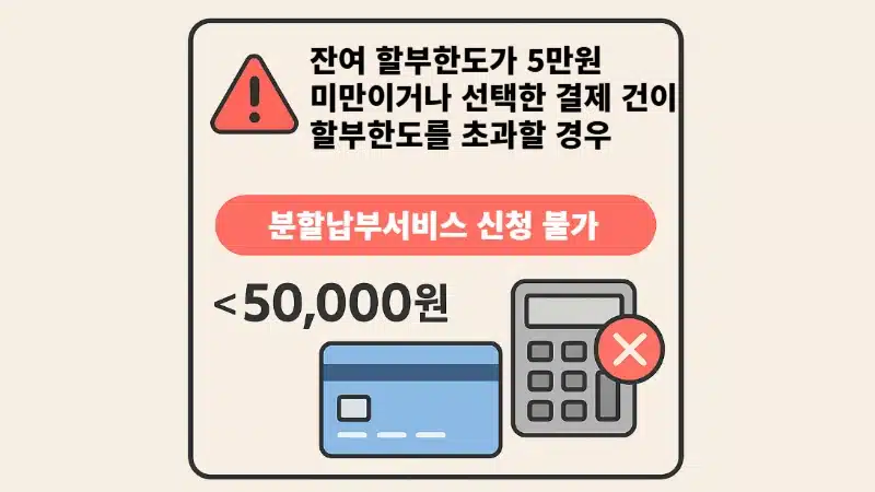 삼성카드 분할납부 왜 안될까 불가 사유 및 해결 방법 총정리