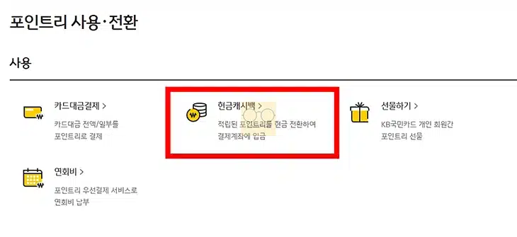국민카드 포인트 현금 전환으로 포인트리 사용하기