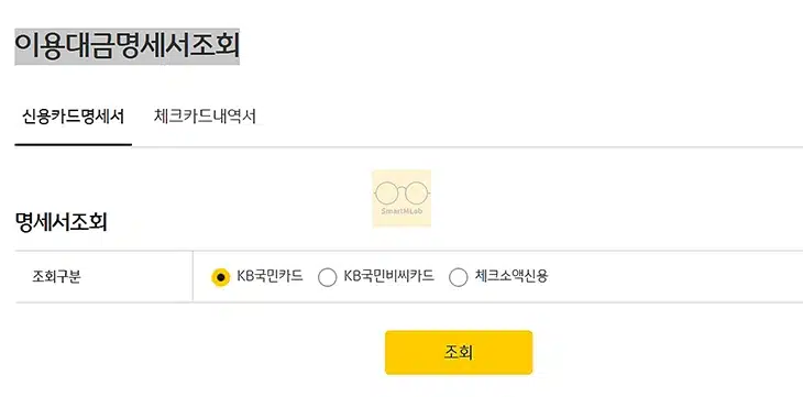 국민카드 이용대금 명세서 출력 및 엑셀 저장, 이메일 재전송 방법