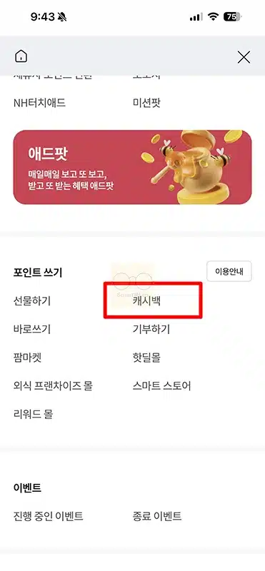 NH멤버스 포인트 현금 전환 방법, 출금 진행하기