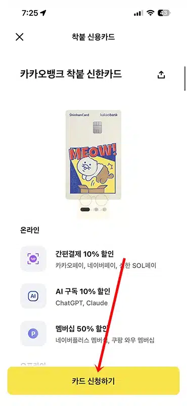 카카오뱅크 착붙 신한카드 혜택과 할인한도 정리, 월 최대 5만원 조건