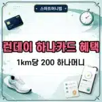 런데이 하나카드 혜택 정리, 달리면 1km당 200 하나머니 적립