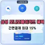 삼성 모니모페이카드 혜택 정리 (간편결제 최대 15%, 월 최대 4만원 할인)