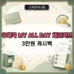 우체국 MY ALL DAY 체크카드 혜택 정리, 월 최대 3만원 캐시백
