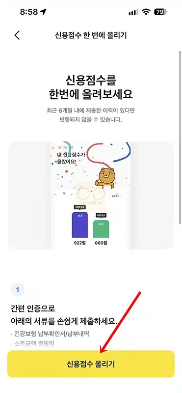 카카오뱅크 신용점수 올리기 방법, 신용점수 조회부터 제출까지